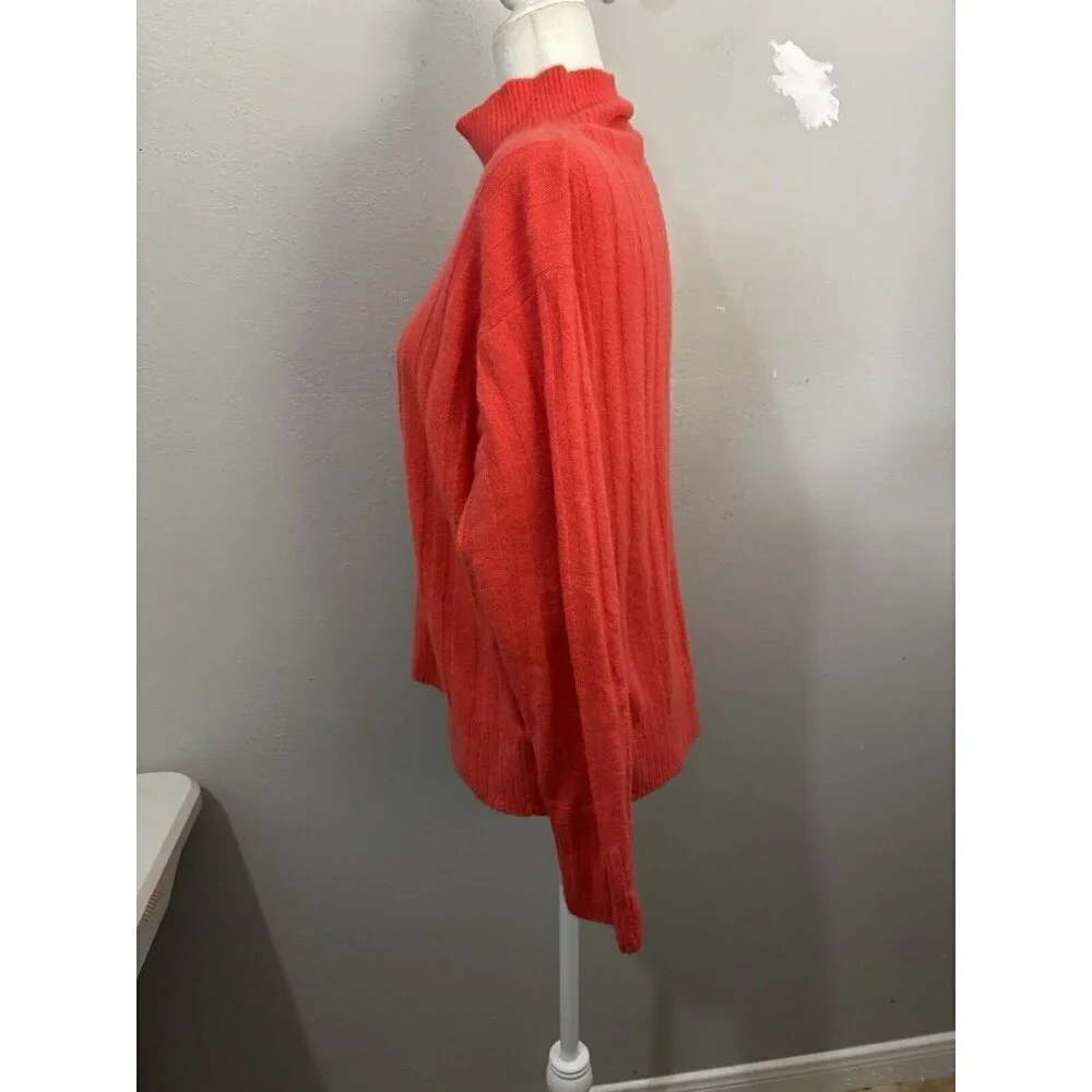 J Crew High Neck Orange Soft Pullover Sweater Wool Blend Size Medium